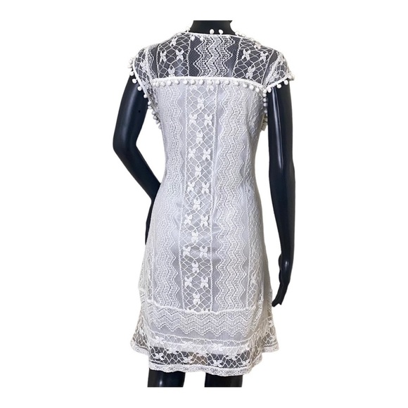 Knitted Laced White Fashion Summer Dress With Tassels. SZ L - Picture 2 of 14